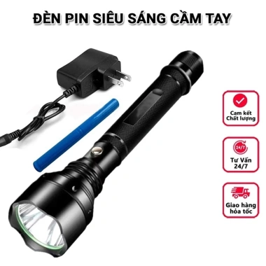 Đèn Pin Cầm Tay Siêu Sáng S6.830 - Nhiều chế độ, Pin sạc, Chiếu xa, Kèm pin, sạc, hộp chống sốc - Giá 218.000₫