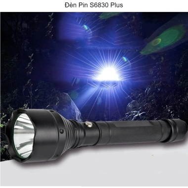 Đèn Pin Cầm Tay Siêu Sáng S6.830 - Nhiều chế độ, Pin sạc, Chiếu xa, Kèm pin, sạc, hộp chống sốc - Giá 218.000₫