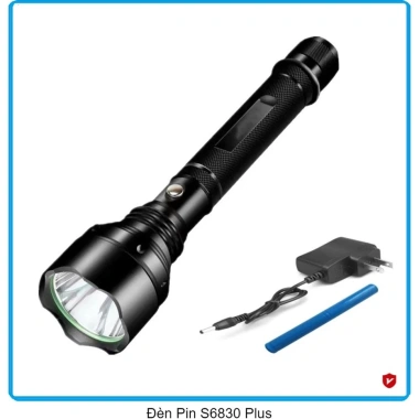 Đèn Pin Cầm Tay Siêu Sáng S6.830 - Nhiều chế độ, Pin sạc, Chiếu xa, Kèm pin, sạc, hộp chống sốc - Giá 218.000₫