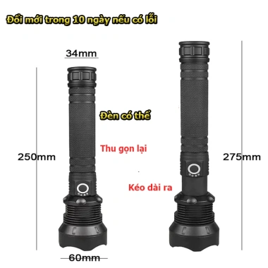 Đèn pin cầm tay XHP70 siêu sáng, chiếu xa, zoom, chống nước 2 pin 26.650 - 280.000₫