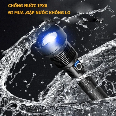 Đèn pin cầm tay XHP70 siêu sáng, chiếu xa, zoom, chống nước 2 pin 26.650 - 280.000₫