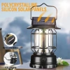 Đèn pin cắm trại LED năng lượng mặt trời, điều chỉnh độ sáng, sạc USB, đèn lều di động có móc treo đèn bàn ngoài trời