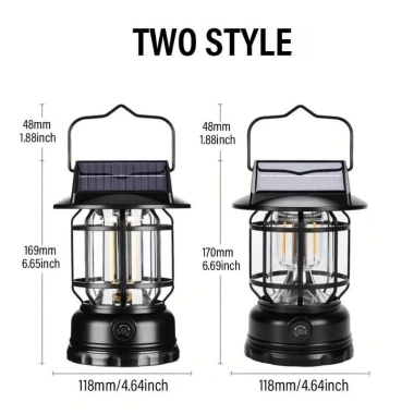 Đèn pin cắm trại LED năng lượng mặt trời, điều chỉnh độ sáng, sạc USB, đèn lều di động có móc treo đèn bàn ngoài trời