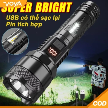 Đèn pin di động LED siêu sáng, cắm trại ngoài trời, câu cá, sạc lại 46.888₫