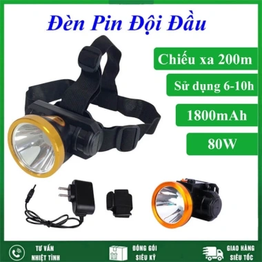 Đèn pin đội đầu A4 80W chiếu xa 200m, pin 1.800mAh - Giá chỉ 55.000 VND 2