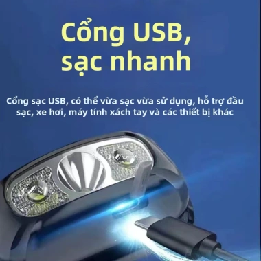 Đèn Pin Đội Đầu Cảm Ứng FANPU LED Mini Ngoài Trời - Siêu Sáng Câu Cá Ban Đêm, Khai Thác Mỏ, Giá 42.500₫ 8