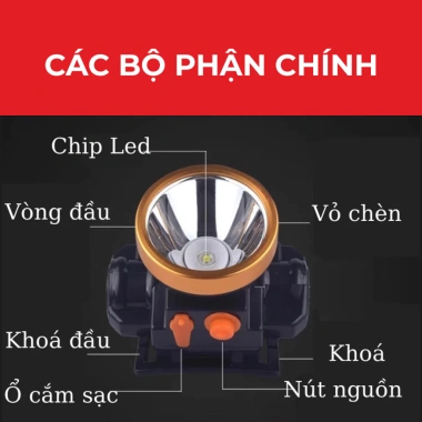 Đèn Pin Đội Đầu Siêu Sáng Rạng Đông 1W‑5W, Sạc Pin Trâu, Độ Bền Cao - Giá 128k