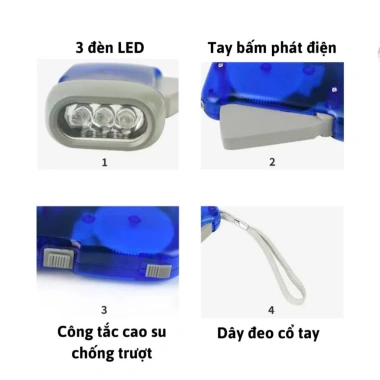 Đèn pin LED Dynamo tích điện bóp tay - Sạc khẩn cấp, cứu hộ du lịch dã ngoại, không cần điện - Giá 33.000 VND