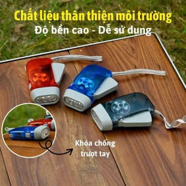 Đèn pin LED Dynamo tích điện bóp tay - Sạc khẩn cấp, cứu hộ du lịch dã ngoại, không cần điện - Giá 33.000 VND