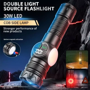 Đèn pin LED hiển thị pin, laser trắng siêu sáng, nam châm đuôi, sạc dự phòng – 85.522 VND