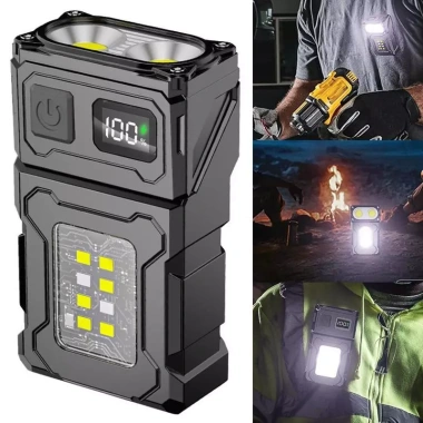 Đèn pin LED mini 1.200mAh COB, nháy đỏ xanh, cảnh báo, đáy kẹp bút – Giá chỉ 99.000₫