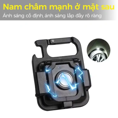 Đèn Pin LED Mini Siêu Sáng 4 Chế Độ – Móc Khóa, Sạc Nhanh Type C, Nam Châm Mở Nắp Chai