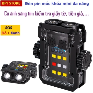 Đèn pin LED Mini TIP19 COB sạc Type-C, 6 chế độ, ánh tím test giấy, chỉ 65.000đ