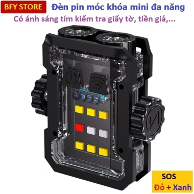 Đèn pin LED Mini TIP19 COB sạc Type-C, 6 chế độ, ánh tím test giấy, chỉ 65.000đ