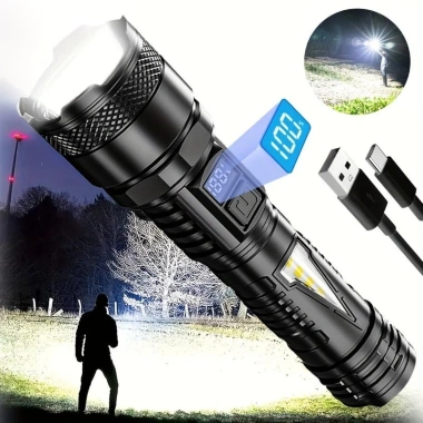 Đèn pin LED sạc lại, màn hình nguồn thông minh - Cắm trại, câu cá, leo núi