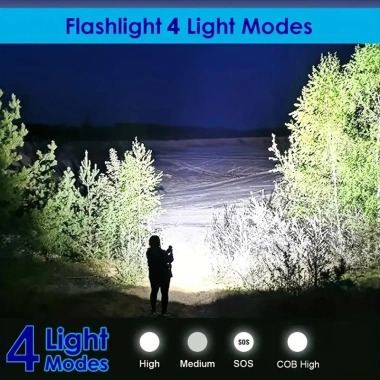 Đèn pin LED sạc lại, màn hình nguồn thông minh - Cắm trại, câu cá, leo núi