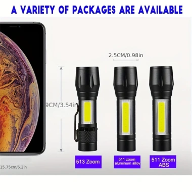 Đèn pin Mini LED USB sạc lại Zoom COB, chống nước, siêu sáng, thích hợp cắm trại ngoài trời - 49.500 VND
