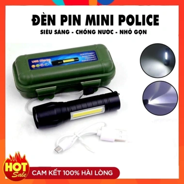 Đèn Pin Mini Police Siêu Sáng, Cao Cấp, Zoom 3x, Chống Nước, Giá Rẻ 39k