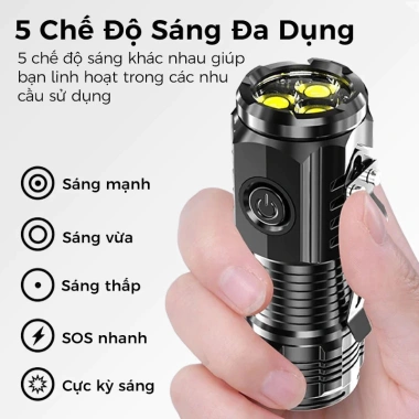 Đèn Pin Mini Siêu Sáng 3 Chế Độ COB, Sạc USB, Chống Nước, Gắn Mũ - 37k