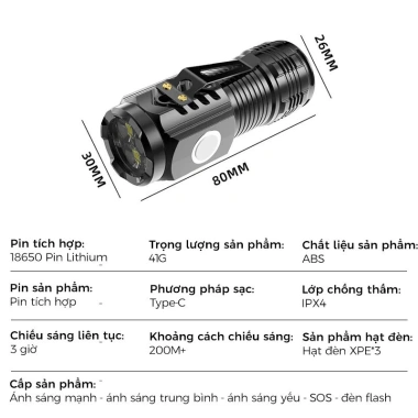 Đèn Pin Mini Siêu Sáng 3 Chế Độ COB, Sạc USB, Chống Nước, Gắn Mũ - 37k 10 Đèn Pin Mini Siêu Sáng 3 Chế Độ COB, Sạc USB, Chống Nước, Gắn Mũ - 37k 10