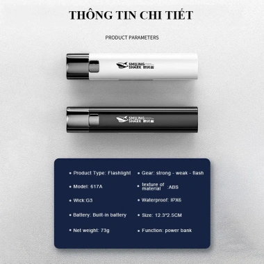 Đèn pin mini siêu sáng 600mAh, sạc dự phòng, chống nước, tặng sạc - giá 99.900₫