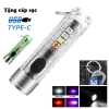 Đèn pin mini siêu sáng móc khóa đa chức năng, nhiều màu, kèm cáp sạc Type-C - chỉ 98.505₫