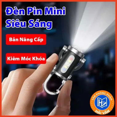 Đèn Pin Mini Siêu Sáng USB Sạc Lại Móc Khóa LED Xanh Đỏ Tiện Lợi 17.5k