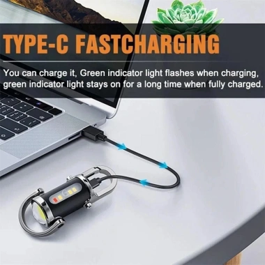 Đèn Pin Mini Siêu Sáng USB Sạc Lại Móc Khóa LED Xanh Đỏ Tiện Lợi 17.5k