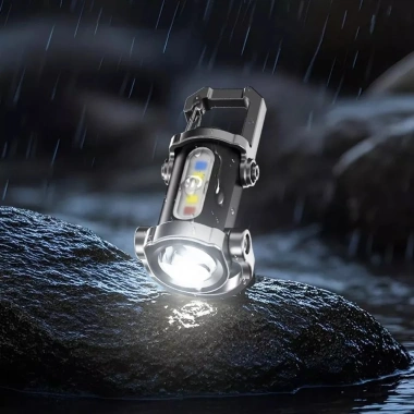 Đèn Pin Mini Siêu Sáng USB Sạc Lại Móc Khóa LED Xanh Đỏ Tiện Lợi 17.5k