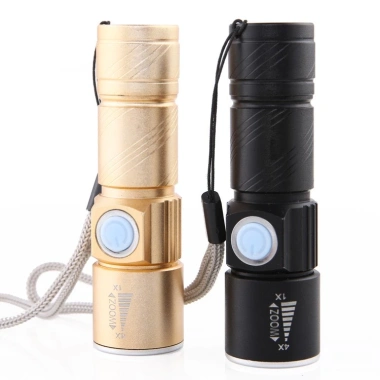 Đèn pin mini zoom siêu sáng, sạc USB, ánh sáng mạnh, giá chỉ 64.900₫