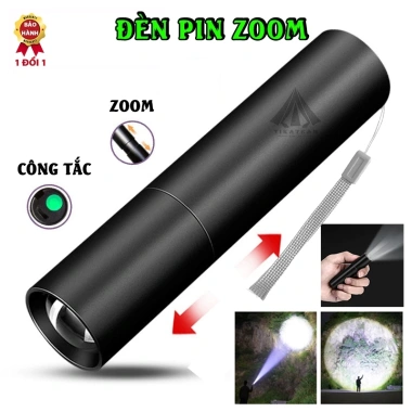Đèn Pin Mini Zoom Siêu Sáng Tích Điện, LED Chống Nước, Chiếu Sáng Nhà và Ngoài Trời - Giá 68.655 VND