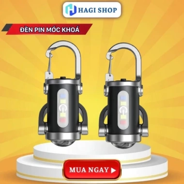 Đèn Pin Móc Khóa Mini Siêu Sáng 7 Chế Độ - Sạc USB Nhanh, Đa Năng LED, 33.300₫