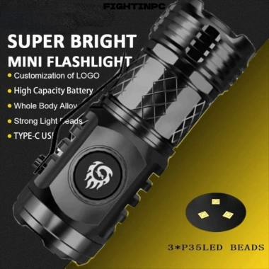 Đèn pin ngón tay cái FIGHTINPC ABS 5 bánh, siêu mạnh chiếu sáng phía trước, 66.110₫