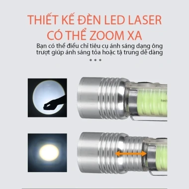 Đèn Pin Sạc Đa Năng 520A Zoom Gần Xa, Đế Nam Châm, 8 Chế Độ Sáng, Kháng Nước – Giá 93.000₫