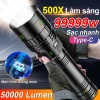 Đèn pin siêu sáng 10.000m Zoom IPX7 pin trâu 100 năm cắm trại cầm tay Giá 85.440đ