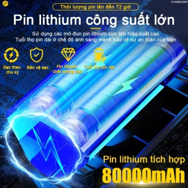 Đèn pin siêu sáng 10.000m Zoom IPX7 pin trâu 100 năm cắm trại cầm tay Giá 85.440đ 2