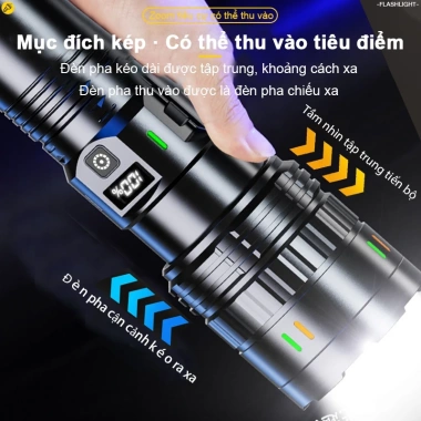 Đèn pin siêu sáng 10.000m Zoom IPX7 pin trâu 100 năm cắm trại cầm tay Giá 85.440đ 3