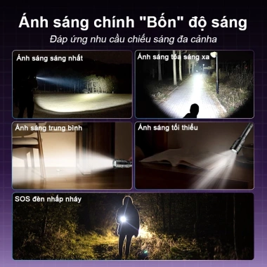 Đèn pin siêu sáng 10.000m Zoom IPX7 pin trâu 100 năm cắm trại cầm tay Giá 85.440đ 4