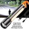 Đèn pin siêu sáng 9 chế độ zoom xa, móc treo, sạc, đèn vàng đọc sách - 223.500 VND