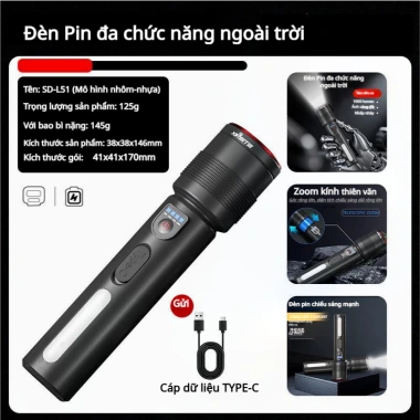 Đèn pin siêu sáng nhỏ gọn, tùy chỉnh độ sáng, đa chế độ, tiện dụng dã ngoại 3 Đèn pin siêu sáng nhỏ gọn, tùy chỉnh độ sáng, đa chế độ, tiện dụng dã ngoại 3