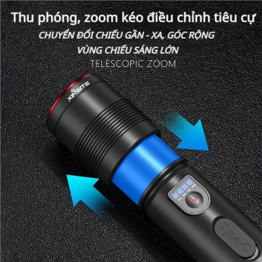Đèn pin siêu sáng nhỏ gọn, tùy chỉnh độ sáng, đa chế độ, tiện dụng dã ngoại