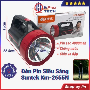 Đèn Pin Suntek 2.655N LED Siêu Sáng 4.000mAh - Chống Nước, Chịu Va, Phòng Cháy, 349.000₫