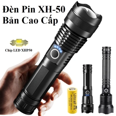 Đèn pin XHP50 siêu sáng cao cấp, cầm tay phóng to thu nhỏ, sạc lại chỉ 169k