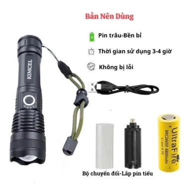 Đèn pin XHP50 siêu sáng cao cấp, cầm tay phóng to thu nhỏ, sạc lại chỉ 169k