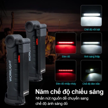 Đèn pin xoay 360 LED sạc lại, đế từ tính, 5 chế độ - Quà tặng nam giới 3 Đèn pin xoay 360 LED sạc lại, đế từ tính, 5 chế độ - Quà tặng nam giới 3