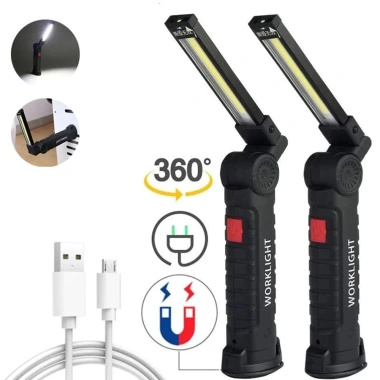 Đèn pin xoay 360 LED sạc lại, đế từ tính, 5 chế độ - Quà tặng nam giới