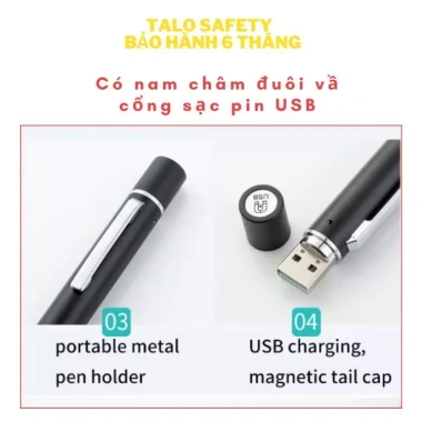 Đèn pin y tế mini sạc USB thép không gỉ, kẹp bỏ túi - Giá chỉ 80.000 VND