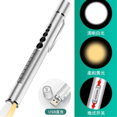 Đèn pin y tế mini sạc USB thép không gỉ, kẹp bỏ túi - Giá chỉ 80.000 VND