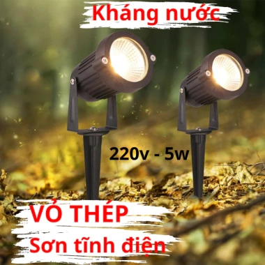 Đèn rọi cây 5W 220V vỏ thép kháng nước - Chiếu sáng cây cảnh sân vườn tiểu cảnh ngoài trời, giảm giá 22%