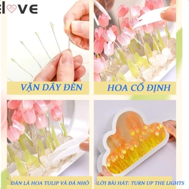 Đèn Tulip Gương Handmade Hình Đám Mây - Trang Trí Phòng Ngủ, Bàn Làm Việc, Phòng Khách, Giá 128k